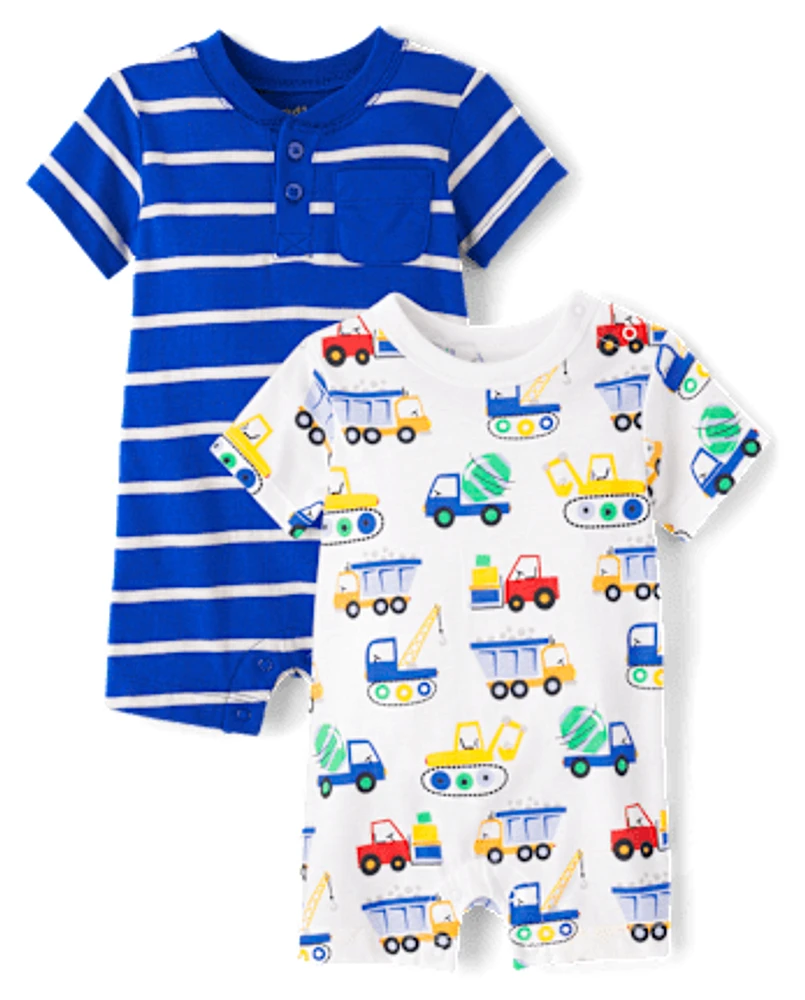 Baby Boys Construction Romper 2-Pack