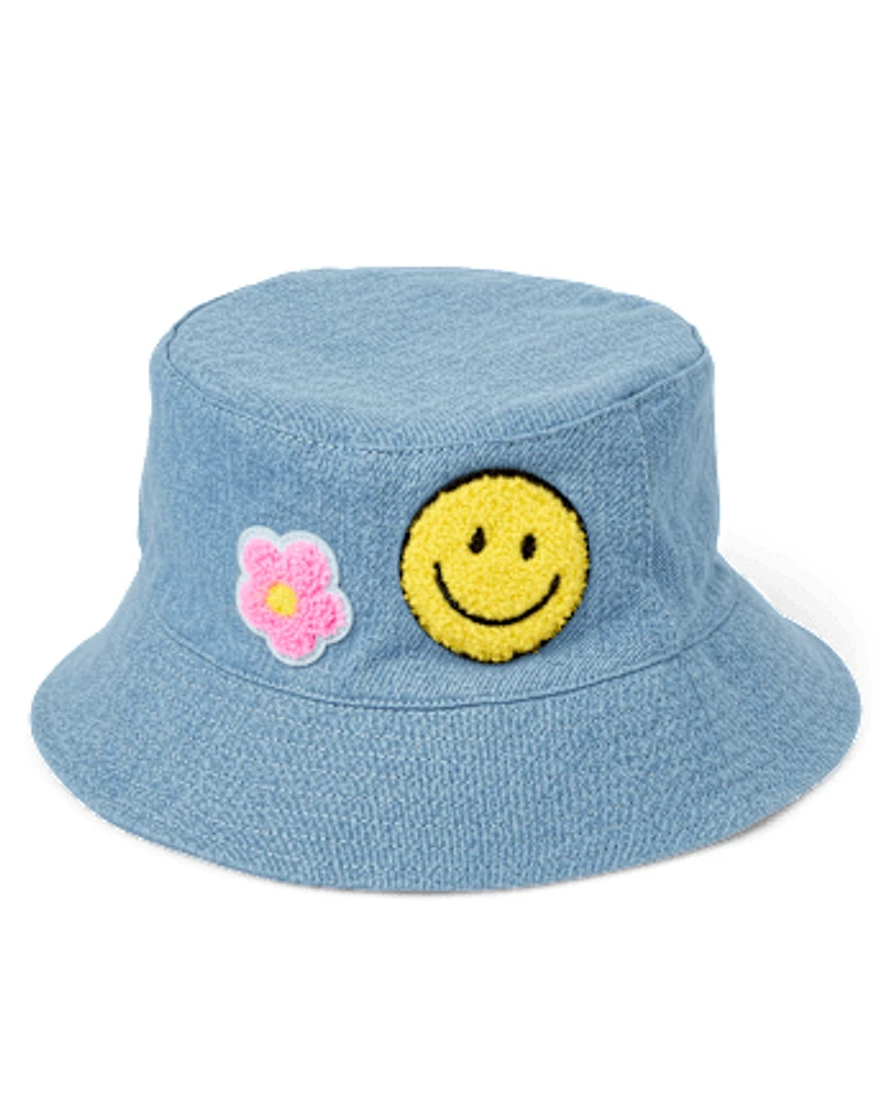 Girls Embroidered Icon Bucket Hat