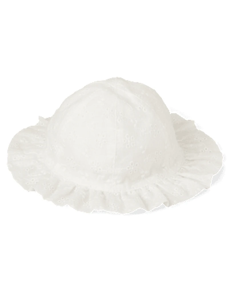 Baby Girls Eyelet Ruffle Bucket Hat