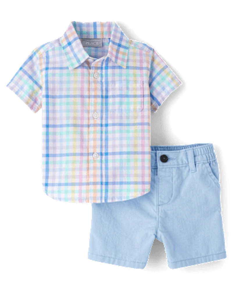 Baby Boys Dad And Me Gingham Poplin 2-Piece Outfit Set