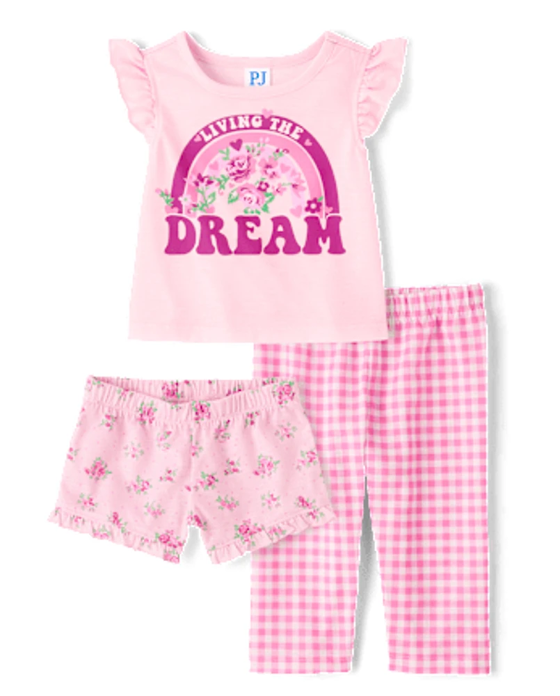 Toddler Girls Living The Dream 3-Piece Pajama Set