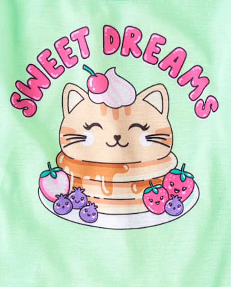 Girls Cat Breakfast Pajamas