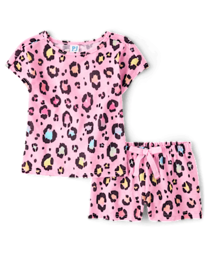 Girls Rainbow Leopard Pajamas