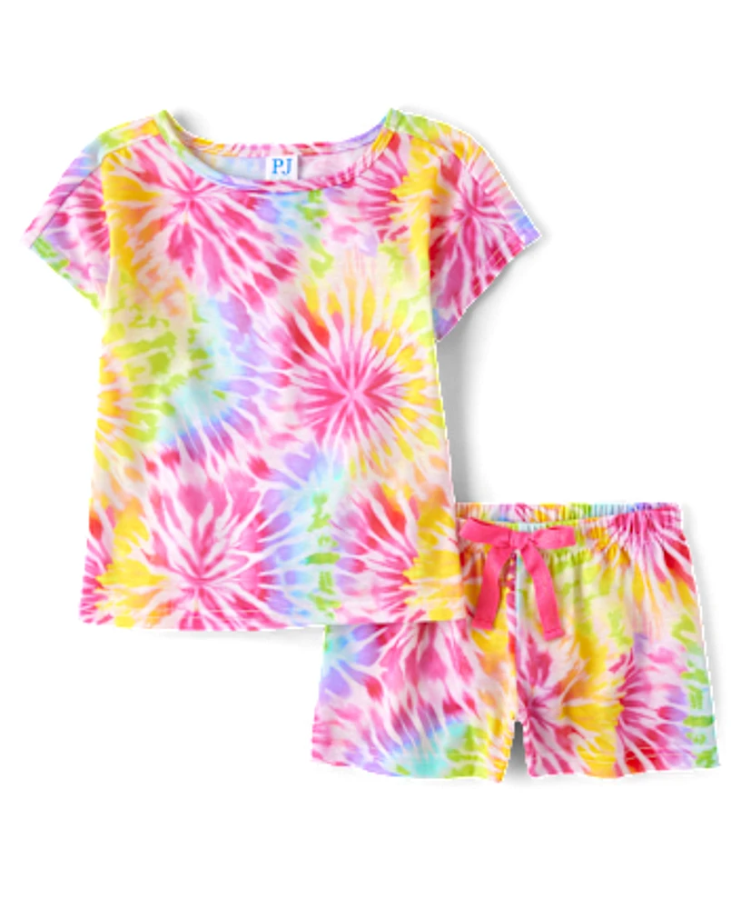 Girls Rainbow Tie Dye Pajamas