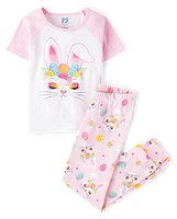 Girls Bunny Snug Fit Cotton Pajamas