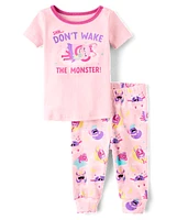 Baby And Toddler Girls Monster Snug Fit Cotton Pajamas