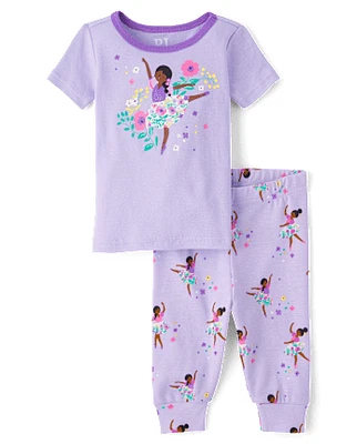 Baby And Toddler Girls Ballerina Snug Fit Cotton Pajamas