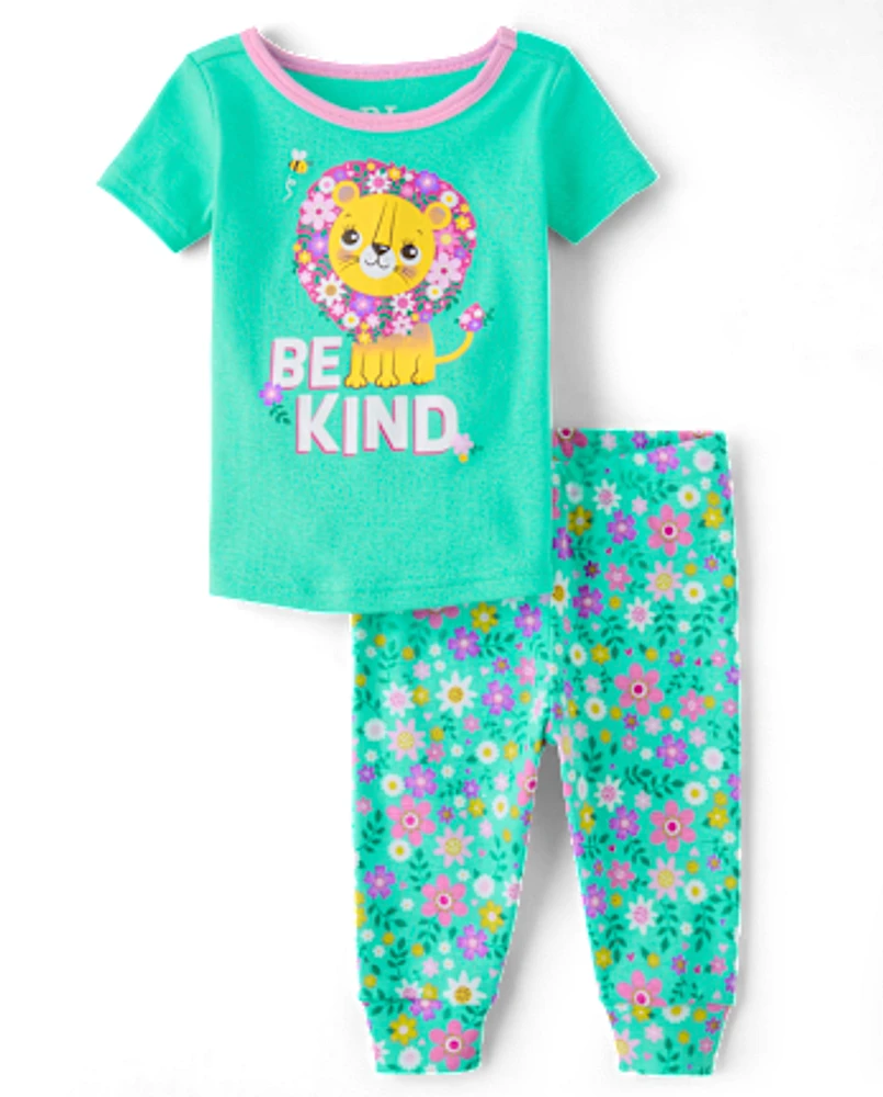 Baby And Toddler Girls Be Kind Snug Fit Cotton Pajamas