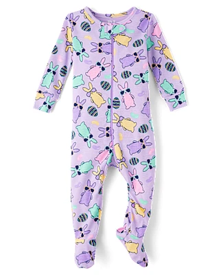 Baby And Toddler Girls Matching Family Bunny Snug Fit Cotton Footed One Piece Pajamas