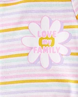 Baby And Toddler Girls Rainbow Floral Snug Fit Cotton Footed One Piece Pajamas 2-Pack