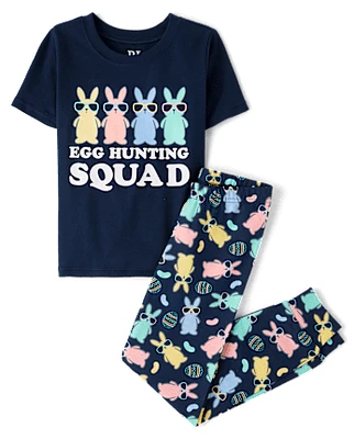 Boys Matching Family Egg Hunting Squad Snug Fit Cotton Pajamas