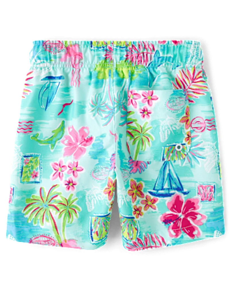 Boys Print Swim Trunks