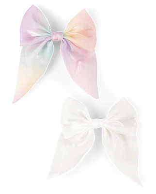 Girls Rainbow Bow Hair Clip 2-Pack