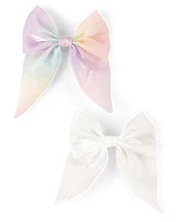 Girls Rainbow Bow Hair Clip 2-Pack