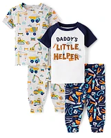 Baby And Toddler Boys Construction Snug Fit Cotton Pajamas 2-Pack