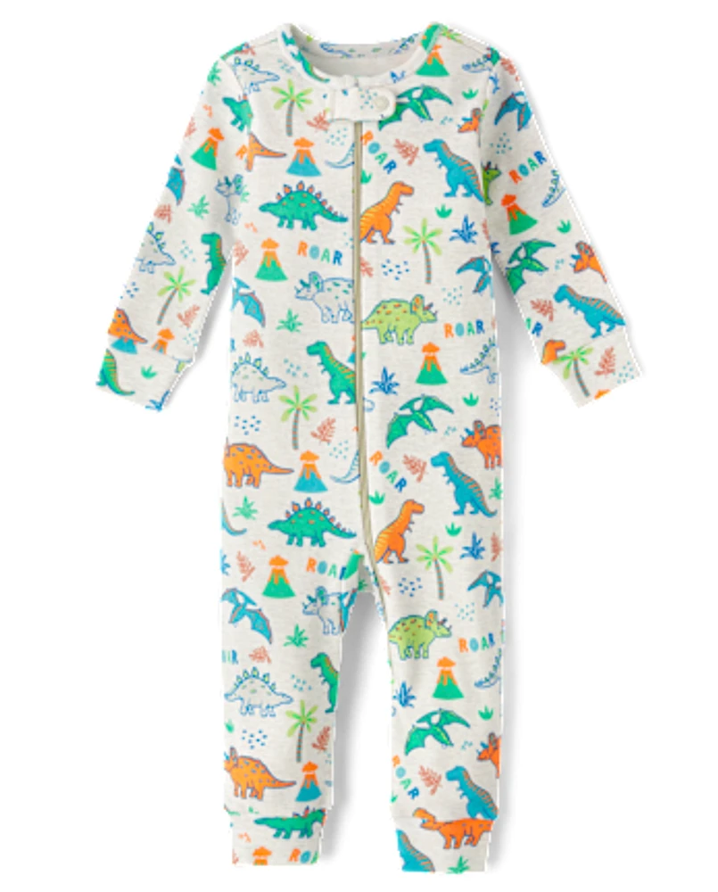 Baby And Toddler Boys Dino Snug Fit Cotton Footed One Piece Pajamas