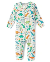 Baby And Toddler Boys Dino Snug Fit Cotton Footed One Piece Pajamas