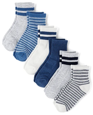 Lot de 6 paires chaussettes mi-longues rembourrées à rayures pour garçons