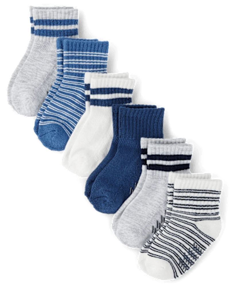 Baby And Toddler Boys Striped Cushioned Midi Socks 6-Pack