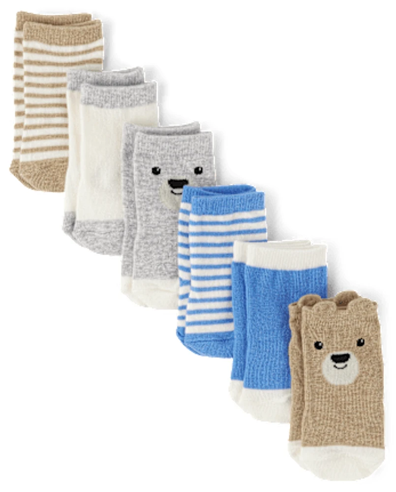 Lot de 6 chaussettes midi ours bébé garçon