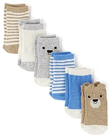 Lot de 6 chaussettes midi ours bébé garçon