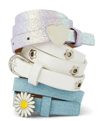 Girls Faux Denim Belt 3-Pack