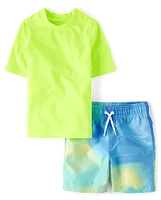 Boys Print Rashguard Swimsuit