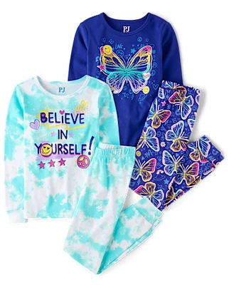 Fille Papillon Believe Ajusté coton Pyjama 2-Pack