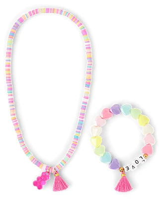 Girls Rainbow Candy Bear 2-Piece Jewelry Set