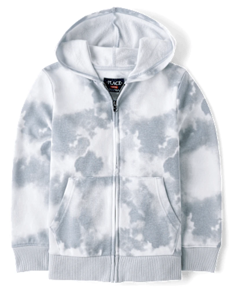 Boys Tie Dye French Terry Zip Up Hoodie