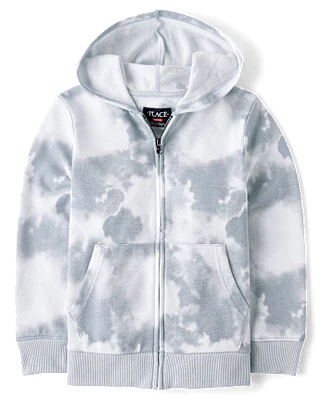 Boys Tie Dye French Terry Zip Up Hoodie