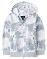 Boys Tie Dye French Terry Zip Up Hoodie