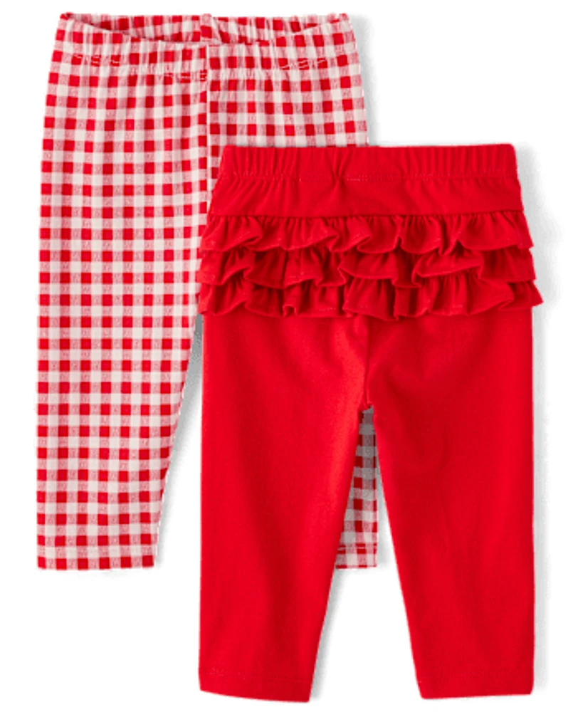 Baby Girls Gingham Ruffle Leggings 2-Pack