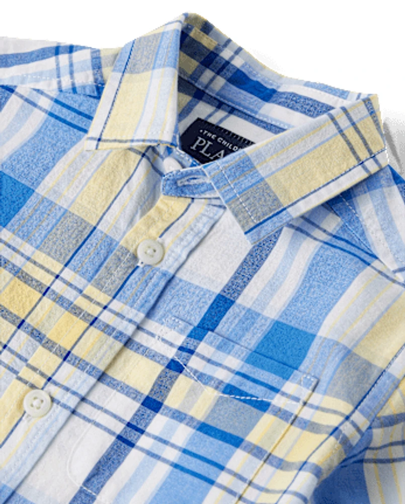 Baby And Toddler Boys Dad Me Plaid Poplin Button Up Shirt