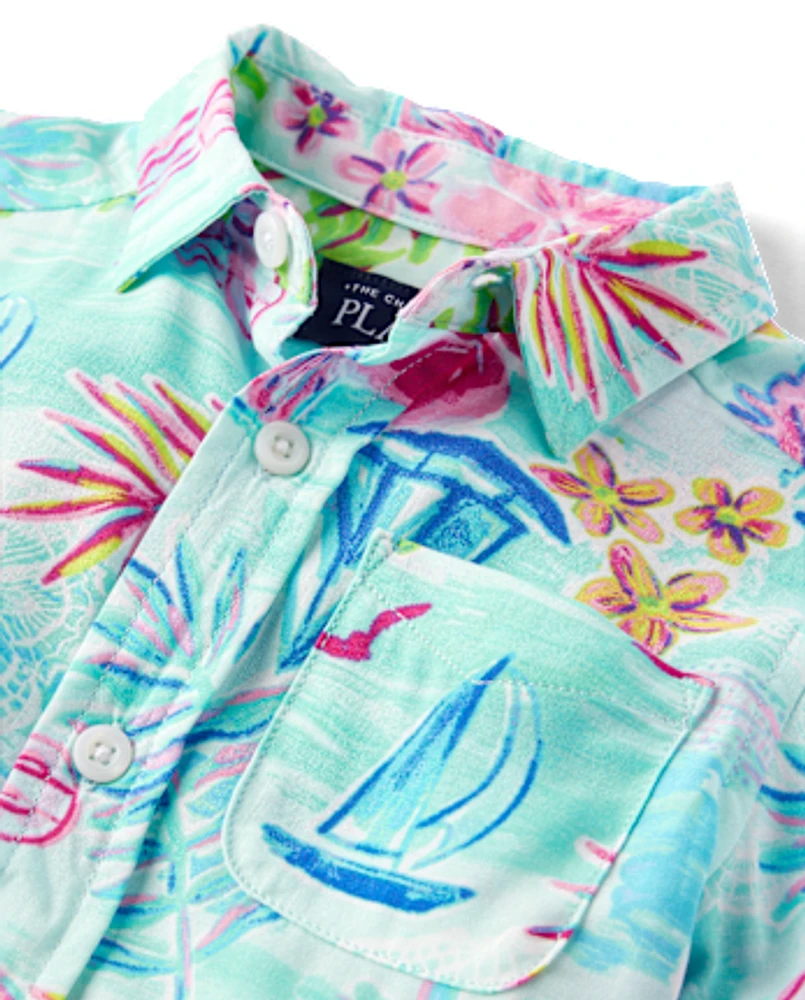 Baby And Toddler Boys Matching Family Tropical Button Up Shirt