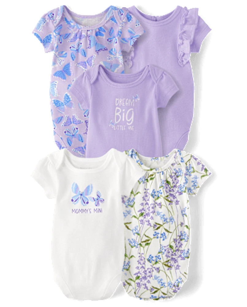 Baby Girls Butterfly Bodysuit 5-Pack