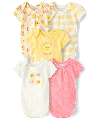 Baby Girls Sun Bodysuit 5-Pack