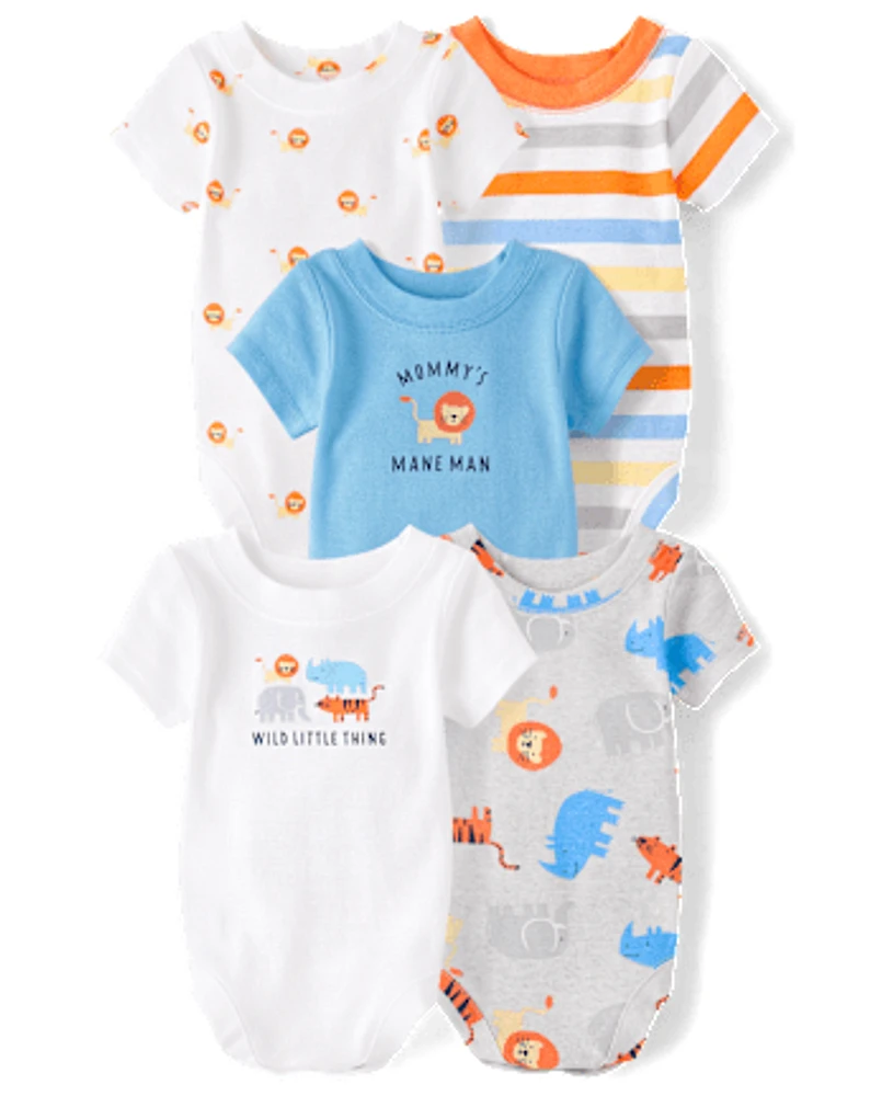 Baby Boys Animal Bodysuit 5-Pack