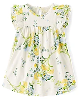 Baby Girls Floral Flutter Bodysuit Dress