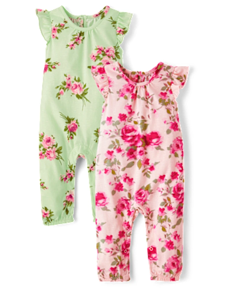 Baby Girls Floral Jumpsuit 2-Pack