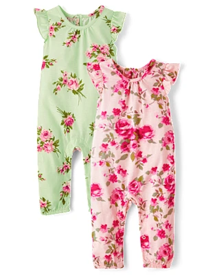 Baby Girls Floral Jumpsuit 2-Pack