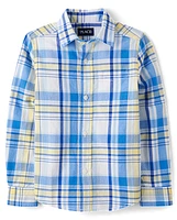 Boys Dad And Me Plaid Poplin Button Up Shirt