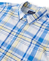 Mens Dad And Me Plaid Poplin Button Up Shirt