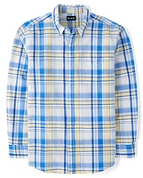 Mens Dad And Me Plaid Poplin Button Up Shirt