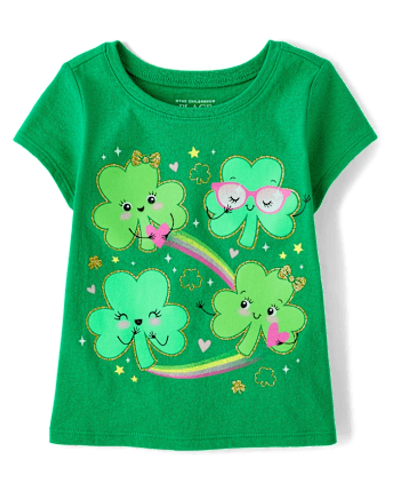 Baby And Toddler Girls St. Patrick's Day Shamrocks Graphic Tee