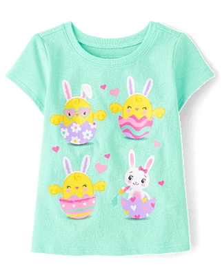 Baby And Toddler Girls Easter Eggs Graphic Tee