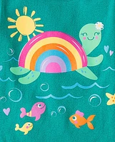 Baby And Toddler Girls Turtle Graphic Tee