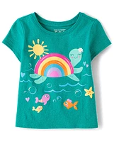 Baby And Toddler Girls Turtle Graphic Tee