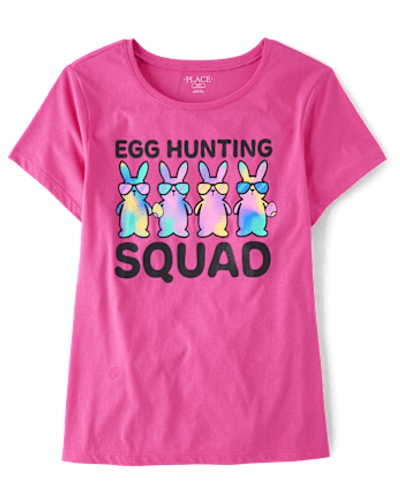 Femme Famille assortie Easter Egg Hunting Squad T-shirt imprimé