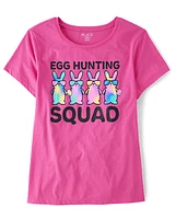 Womens Matching Family Easter Egg Hunting Squad Graphic Tee